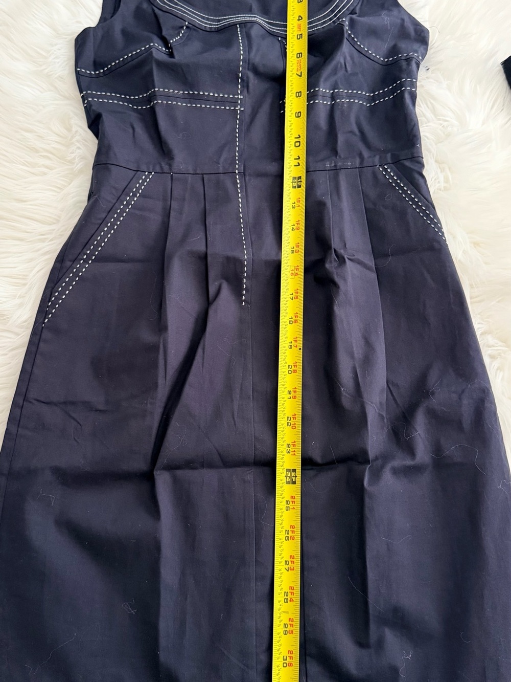 Tory Burch Navy Square-Neck Sleeveless Mini Dress - Picture 9 of 10